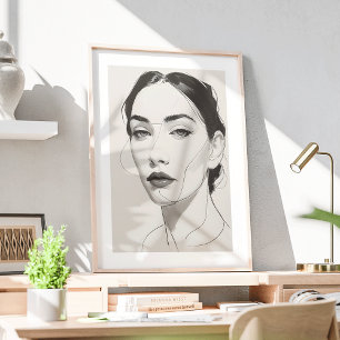 Elegant Minimalistisk konst av typen Female Porträ Poster