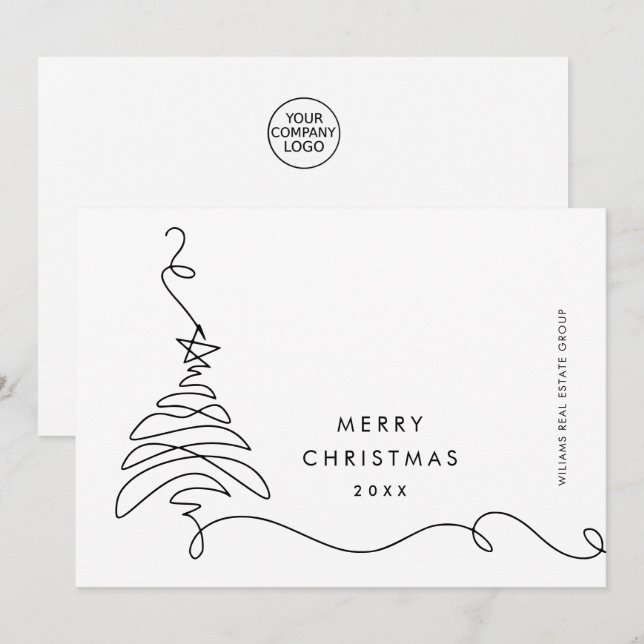 Elegant Minimalistisk korporativ jul Hälsning Julkort (Fram/baksida)