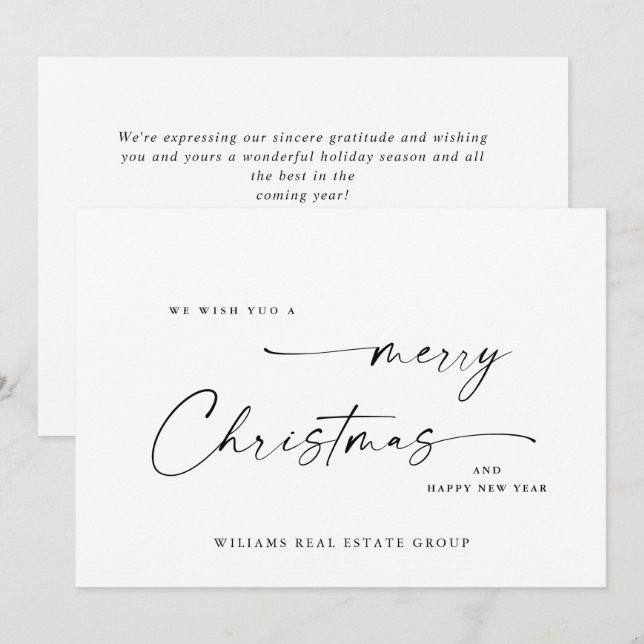 Elegant Minimalistisk korporativ jul Hälsning Julkort (Fram/baksida)