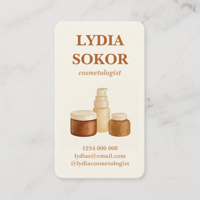 Elegant minimalistisk kosmetolog visitkort  (Framsida)