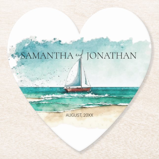 Elegant minimalistisk kryssning för vattenfärgsbåt underlägg papper (Framsida)