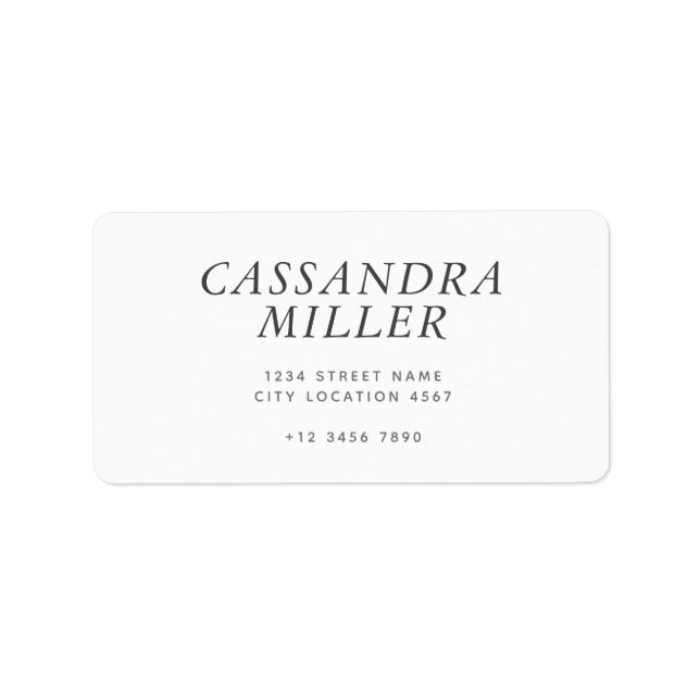 Elegant minimalistisk kursiv typografi adress adressetikett (Framsidan)