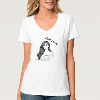 Elegant minimalistisk kvinna för själv kärlek Lin T Shirt