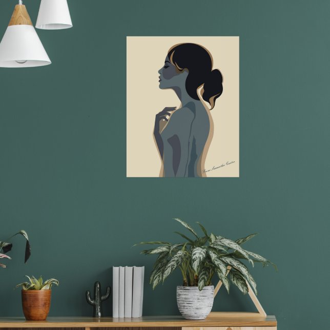 Elegant minimalistisk kvinna konst – Modern Boho v Poster (Vardagsrum 1)