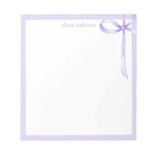 Elegant Minimalistisk Lila Bow Monogram Anteckningsblock