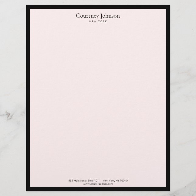 Elegant Minimalistisk lyx Boutique Black/Rosa Brevhuvud (Framsida)