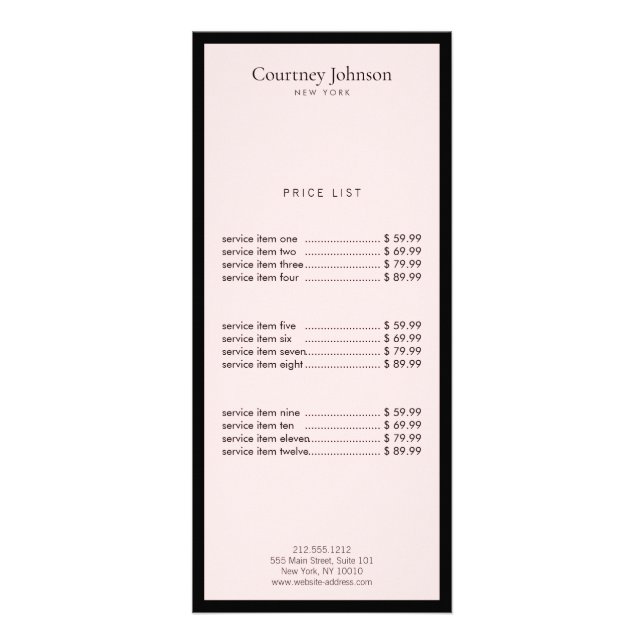 Elegant Minimalistisk lyx Boutique Black/Rosa Reklamkort (Framsidan)