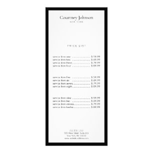 Elegant minimalistisk lyxbutik svart/vit reklamkort