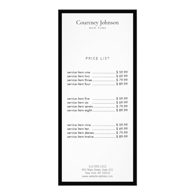 Elegant minimalistisk lyxbutik svart/vit reklamkort (Framsidan)