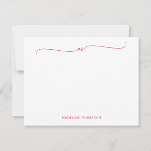 Elegant Minimalistisk Magenta Monogram-calligrafi Anteckningskort