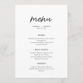 Elegant minimalistisk manus bröllop meny