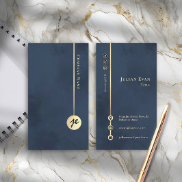 Elegant Minimalistisk marinblått och Guld Visitkort