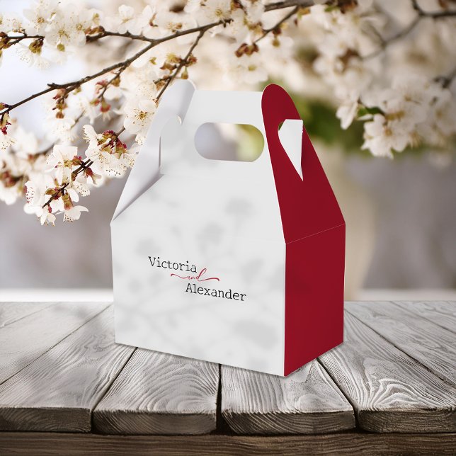 Elegant minimalistisk med röda dekortecken Bröllop Presentaskar (Skapare uppladdad)