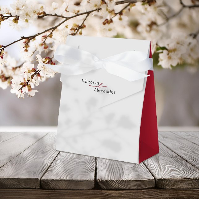 Elegant minimalistisk med röda dekortecken Bröllop Presentaskar (Skapare uppladdad)