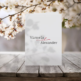 Elegant minimalistisk med röda dekortecken Bröllop Program