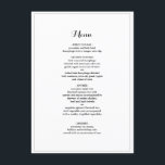 Elegant - minimalistisk midmeny för Gräns Bröllop Meny<br><div class="desc">Elegant Minimalist Gräns Black and White Bröllop Middag Menu - Du kan anpassa och anpassa den här enkla menyn och elegant bröllop. Det finns redigeringsalternativ.</div>