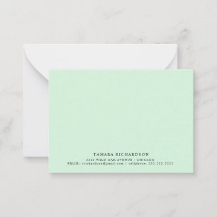 Elegant Minimalistisk Mint-Grönt Anteckningskort
