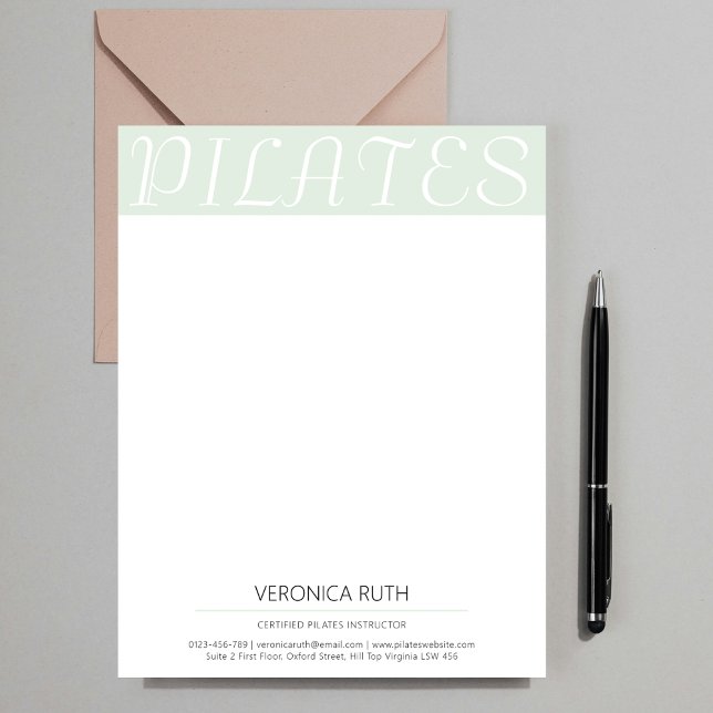 Elegant Minimalistisk Mint Grönt Pilatus Brevhuvud (Skapare uppladdad)