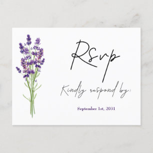 Elegant minimalistisk mode lila RSVP bröllop Vykort