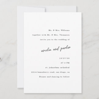 Elegant Minimalistisk modern Black & White Inbjudningar