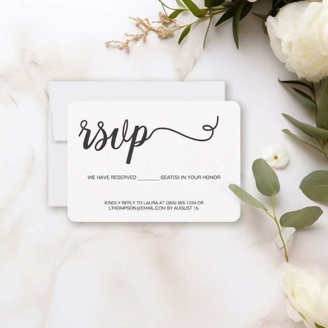 Elegant minimalistisk modern bröllopswebbplats OSA kort (Customizable rsvp reserved seat wedding website response card.)