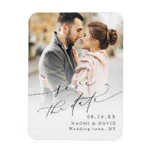 Elegant minimalistisk modern chic script foto magnet