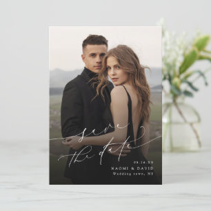 Elegant minimalistisk modern chic script foto spara datumet