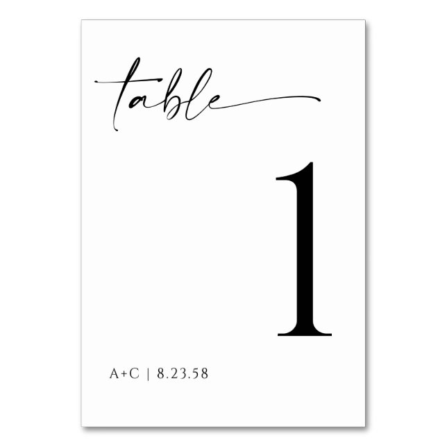 Elegant minimalistisk modern handskriven bröllop bordsnummer (Framsidan)