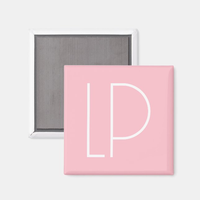 Elegant minimalistisk modern initial på pastellros magnet (Front/Back)