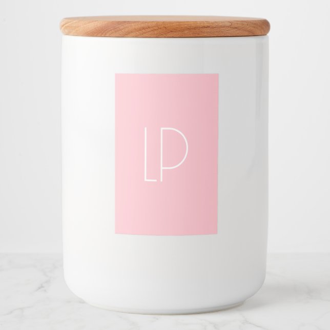 Elegant minimalistisk modern initial på pastellros mat etikett (Framsida)