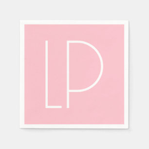 Elegant minimalistisk modern initial på pastellros pappersservett