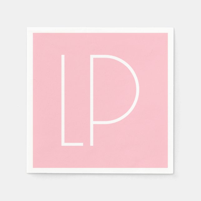 Elegant minimalistisk modern initial på pastellros pappersservett (Framsidan)