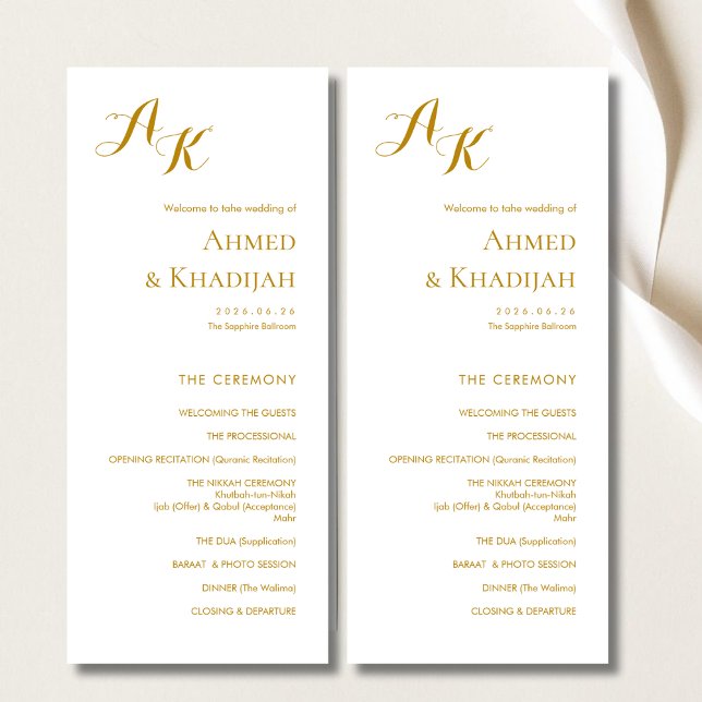 Elegant minimalistisk modern islamisk bröllopsprog program (Skapare uppladdad)