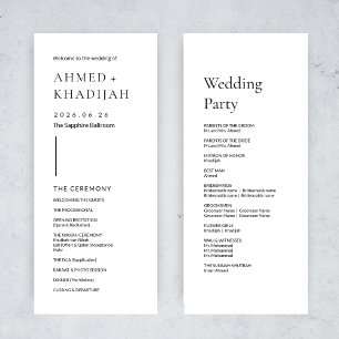 Elegant minimalistisk modern islamisk bröllopsprog program