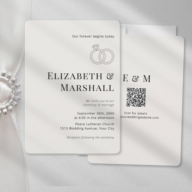 Elegant minimalistisk modern klassisk QR-kod bröll Inbjudningar (Skapare uppladdad)