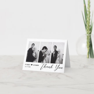 Elegant Minimalistisk Modern Script Bröllop 4-foto Tack Kort