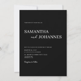 Elegant minimalistisk modern svart foto bröllop inbjudningar