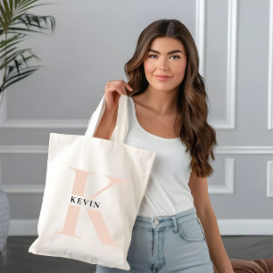 Elegant Minimalistisk Monogram Namn Tygkasse