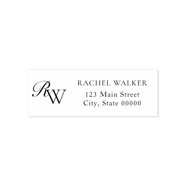 Elegant minimalistisk monogram returadress självfärgande stämpel (Design)