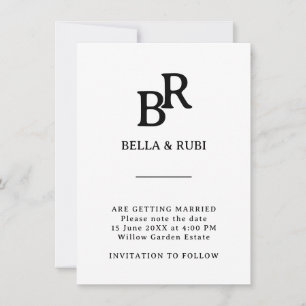 Elegant Minimalistisk Monogram Spara Datum Datumet