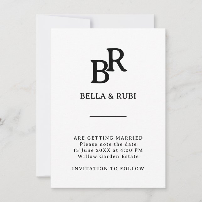 Elegant Minimalistisk Monogram Spara Datum Datumet (Framsida)