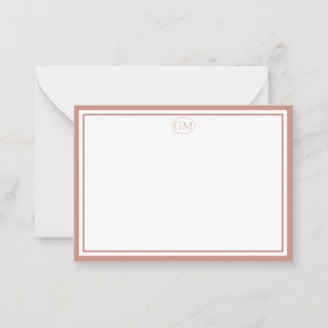 Elegant minimalistisk monogram svart två ramar  anteckningskort (Framsida)