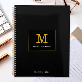 Elegant Minimalistisk Monogram-text svart Guld