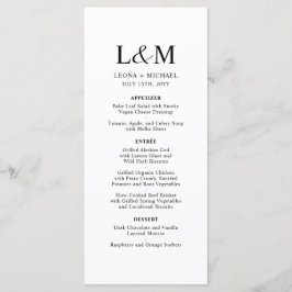 Elegant Minimalistisk Monogram White Bröllop Meny