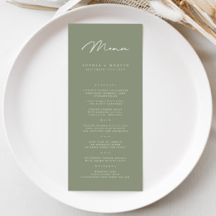 Elegant Minimalistisk Mörk Grått Olive Bröllop Men Meny