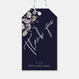 Elegant minimalistisk mörk marin, vattenfärg Tack Presentetikett