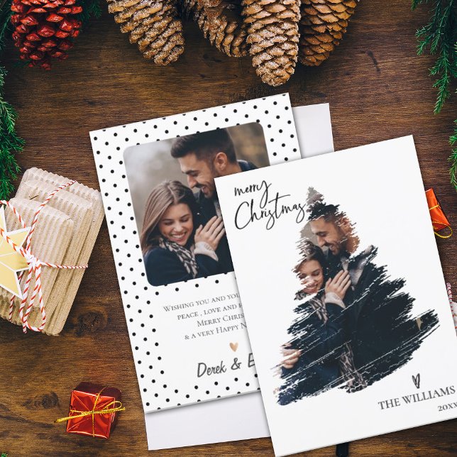 Elegant Minimalistisk multifoto-God jul (Elegant Minimalist Multi Photo Merry Christmas Card)