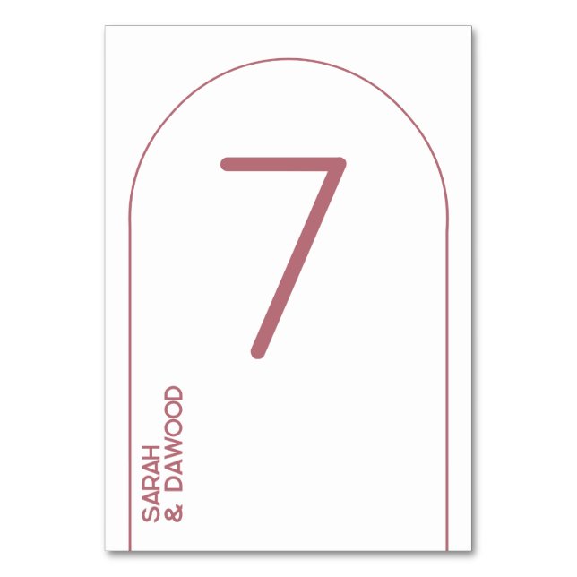 Elegant Minimalistisk muslimsk Bröllop i Vit ros G Bordsnummer (Framsidan)