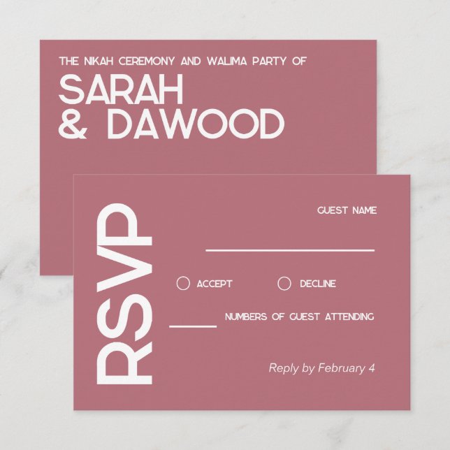 Elegant Minimalistisk muslimsk Bröllop OSA Ro Guld Kort (Fram/baksida)