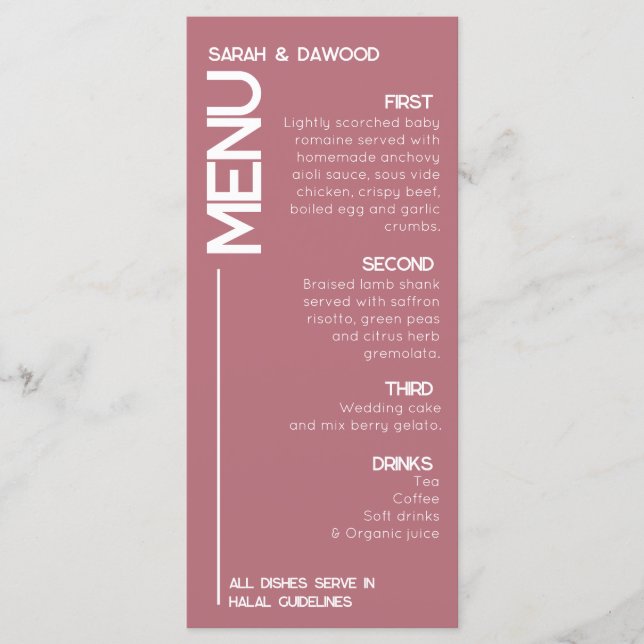 Elegant Minimalistisk muslimsk Ro Guld White Bröll Meny (Framsida)